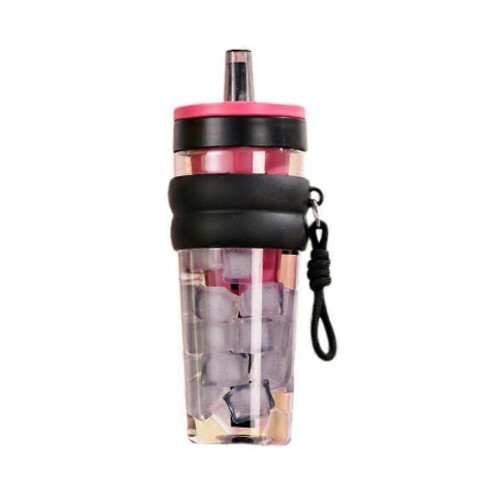 (Black)High-quality Water Cup Large Capacity High Temperature Resistant Plastic Straw Cup Portable Handle Tea Bin Summer Cup