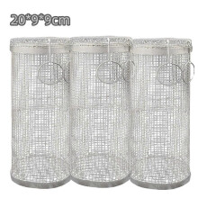 3pcs New Rolling Grilling BBQ Basket Stainless Steel Leakproof Mesh Barbecue Rack Outdoor Picnic Camping Simple Cylindrical BBQ Grill