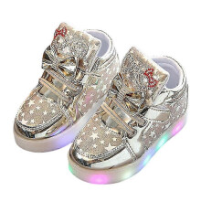 (26,Gold)Children Girls LED Lights Up Shoes Wear-resistant Luminous Flashing Sneakers for Girls