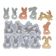 High Performance Portable Heart-Shaped Rabbit Plaster Epoxy Candle Silicone Mold High Quality Modern