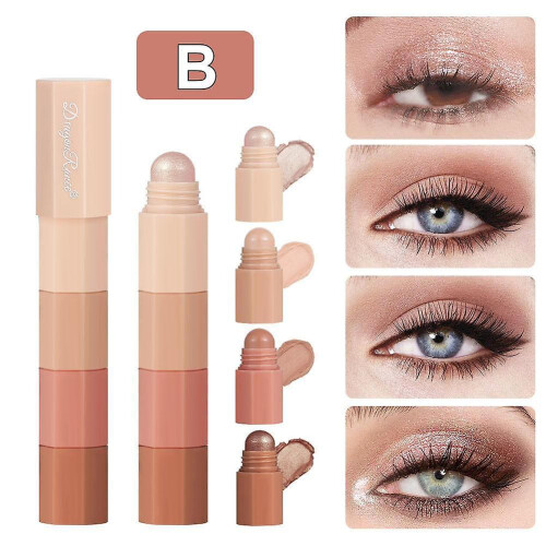 (B) 4 Color Eyeshadow Pencil Waterproof Pearlescent Eyeshadow Pencil