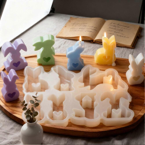 High Performance Portable Heart-Shaped Rabbit Plaster Epoxy Candle Silicone Mold High Quality Modern 1