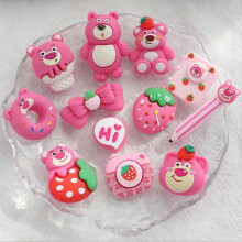 3D Strawberry Bear Resin Sticker, 12 Pieces/Set, Insulating Cup, Phone Case, Stationery Decoration Accessories