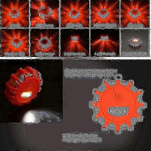 (1Pcs) 4-Pack Roadside Emergency LED Flashing Warning Flare Light Kit with Beacon Discs 2