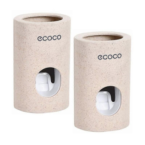 2X Automatic Toothpaste Dispenser Dust-proof Toothbrush Holder Wall Mount Stand Toothpaste Squeezer Bathroom Accessories Set