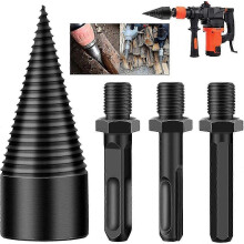 Log Splitter Drill Bit for Electric Drills - Heavy Duty Wood Splitting Attachments with 3 Handles (Hex/Square/Round)