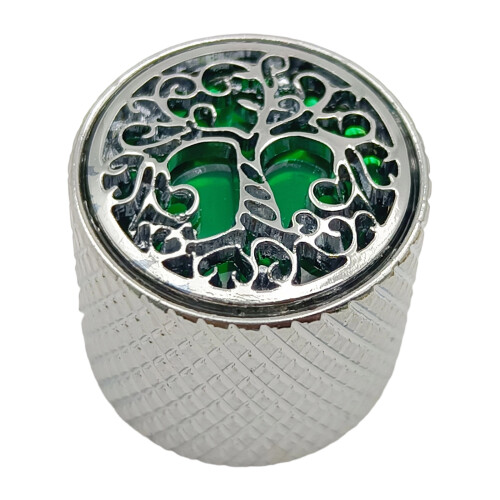 Bouton de potentiomètre à motif d'arbre-Argent incrusté de vert