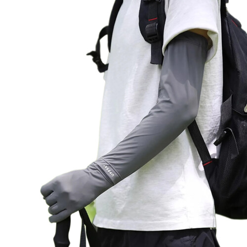 2Pcs Anti Slip Sun Protective Arm Sleeves For-Dark Grey