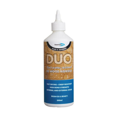 500ml Wood Glue Duo 2 in 1 Rapid Bond Adhesive D3 Internal External Fast Drying