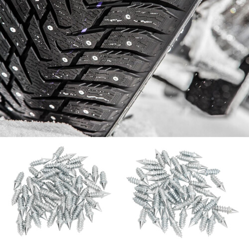 100Pcs Tire Spikes 27mm, 6mm Thread Steel Studs