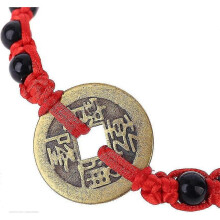Red String Bracelet with Lucky Copper Coin Pendant Chinese Feng Shui Jewelry - DD01