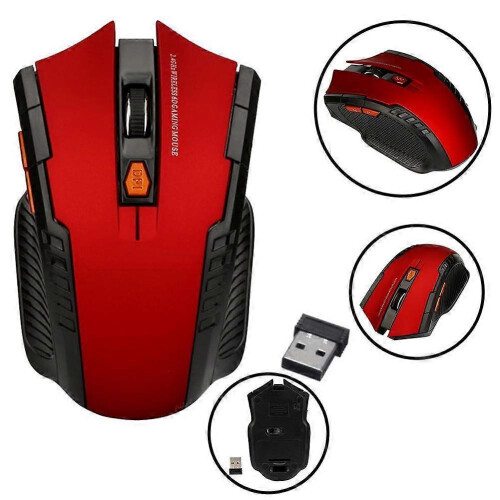 (Red) Mouse Mice Laptop Computer Wireless PC Optical Scroll + USB GHz 1