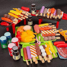(21pcs with Grill) 2026 Kids Barbecue Food Set Kitchen Pretend Play Cooking Toys Girl Early Education Outdoor BBQ Parents-Child Interactive Toy