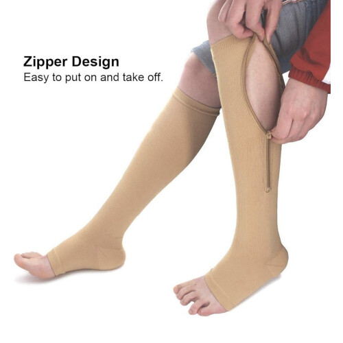Comfy Socks Compression Zipper Socks S/M - Easy On Off Zip Up Support Unisex
