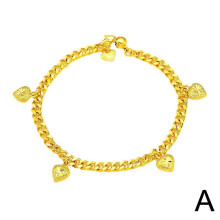(4 hearts) Gold Plated Heart Bracelet Non Fading Gold Bracelet