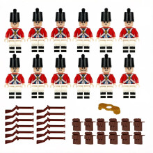 12 PCS Red Shirt Soldier Figurine with Ammo Box & Weapons Building Blocks Toys for Children
