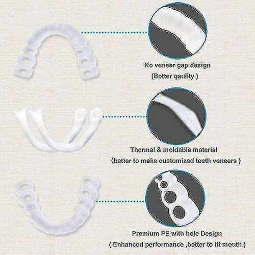 (Upper lower teeth) Upper/lower Comfort Fit Flex Whitening Denture Braces - Pjun 2