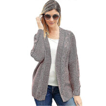 (L,Pink)Womens Cardigan Open Front Long Sleeve Chunky Knit Cardigan Loose - Ri