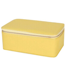 (Yellow) Travel Jewelry Box with 12 Small Pouches, Portable PU Leather Jewelry Organizer Case For Girls Womens