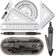Maths Set Geometry Set Muscccm Compass Set 8 Pieces School Supplies Drawing Compass Protractor Set Rulers for Student In Carry Case