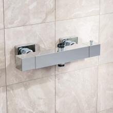 Nes Home Square Modern Chrome Exposed Thermostatic Shower Mixer Bar Valve
