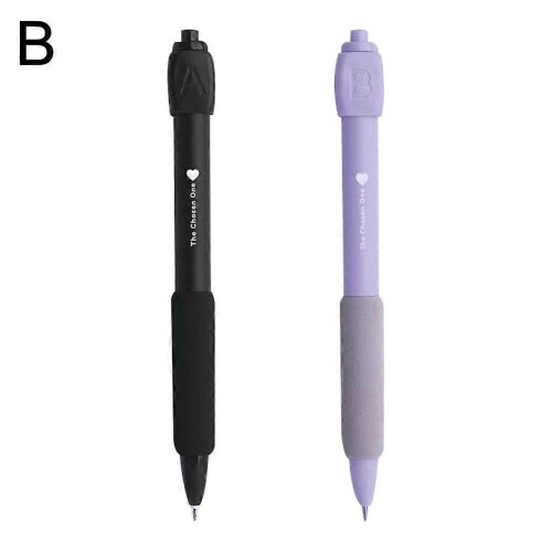 (L Long Wide Type, Black and purple) Answer Pen ABCD Rotating Decompression Gel Pen