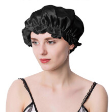 (Black) Silk Bonnet Cap Soft Elastic Spa Cap for Women Breathable Moisture Wicking Shower Cap Reusable Bath Cap for Hair Care  Claret