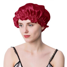 (Claret) Silk Bonnet Cap Soft Elastic Spa Cap for Women Breathable Moisture Wicking Shower Cap Reusable Bath Cap for Hair Care  Claret