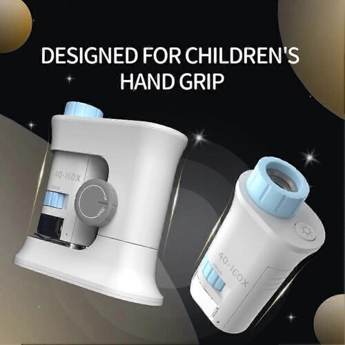 (Blue base style) Kid Science Experiment Pocket Microscope Toy Kit 40-160x Educational Toys Gift 1
