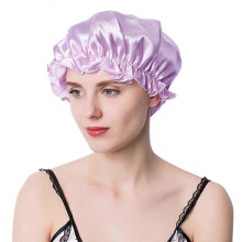 (Purple) Silk Bonnet Cap Soft Elastic Spa Cap for Women Breathable Moisture Wicking Shower Cap Reusable Bath Cap for Hair Care  Claret
