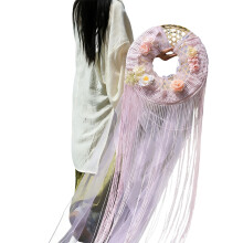 Elegant Asian Style Woven Bucket Hat For Halloween-Willow pink