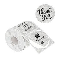 140Pcs Sparkling Round Thermal Labels Sticker For-Silver