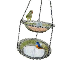 Beautiful Two Layer Hanging Bird Water Dish With smooth-Gray