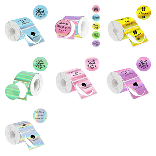 140Pcs Sparkling Round Thermal Labels Sticker For-five colors 1