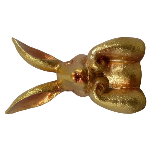 Delicate Gold Rabbit Display With Weathered Finish Pretty-large