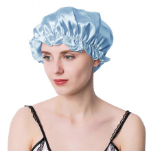 (Blue) Silk Bonnet Cap Soft Elastic Spa Cap for Women Breathable Moisture Wicking Shower Cap Reusable Bath Cap for Hair Care  Claret