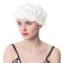 (White) Silk Bonnet Cap Soft Elastic Spa Cap for Women Breathable Moisture Wicking Shower Cap Reusable Bath Cap for Hair Care  Claret
