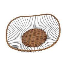 Corbeille à fruits en fer tissé robuste avec aspect rotin-L