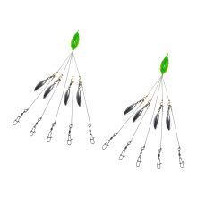 2Pcs 5 Arm Rig Head Swimming Baits Fishing Group Lures-Green