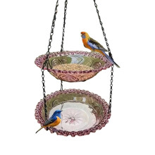 ABS Plastic Outdoor Suspended Bird Dish And Water Vessel-Purple