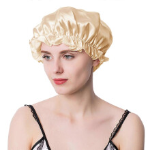 (champagne) Silk Bonnet Cap Soft Elastic Spa Cap for Women Breathable Moisture Wicking Shower Cap Reusable Bath Cap for Hair Care  Claret