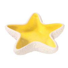 (yellow starfish 2) Beach Ceramic Conch Shell Tray Ocean Conch Ceramic Tray Coastal Jewelry Storage Holder for Rings and Earrings