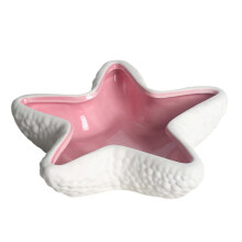 (pink starfish 3) Beach Ceramic Conch Shell Tray Ocean Conch Ceramic Tray Coastal Jewelry Storage Holder for Rings and Earrings