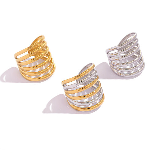 Unique Multi Loop Intertwined Ring Cold Tone-A21 1 2601276 1