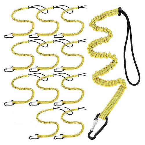 (C) 12 Pack Tool Lanyard with Single Metal Buckle and Adjustable Loop End, Standard Length, with Aluminu