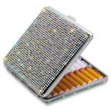 Metal Holder Bling Crystal Double Sided Cigarette Box