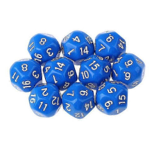 (Blue) 10pcs 16 Sided Dice D16 Polyhedral Dice for Game Blue