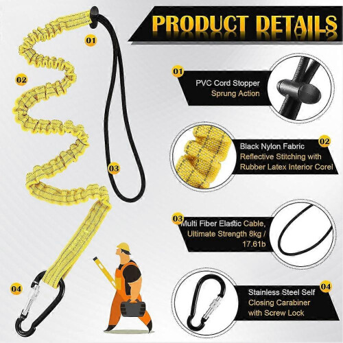 (C) 12 Pack Tool Lanyard with Single Metal Buckle and Adjustable Loop End, Standard Length, with Aluminu 1