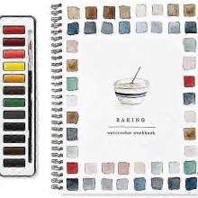 (E) Cahier d'exercices d'aquarelle pour débutants avec ensemble de pinceaux