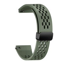 (Green) Cinturino magnetico in silicone compatibile con Huawei Watch GT 6 Pro 46mm, tinta unita, chiusura pieghevole, cinturino regolabile.